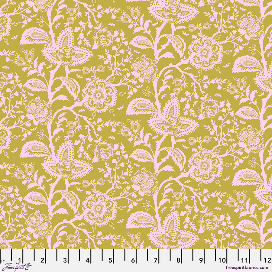 Parisville Deja Vu Quilt Fabric by Tula Pink - French Lace in Hazelnut Green - PWTP193.HAZLENUT