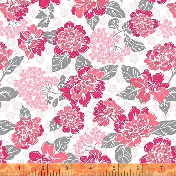 Patches of Hope Quilt Fabric - Cherish Floral in Pink/White - 53209-3