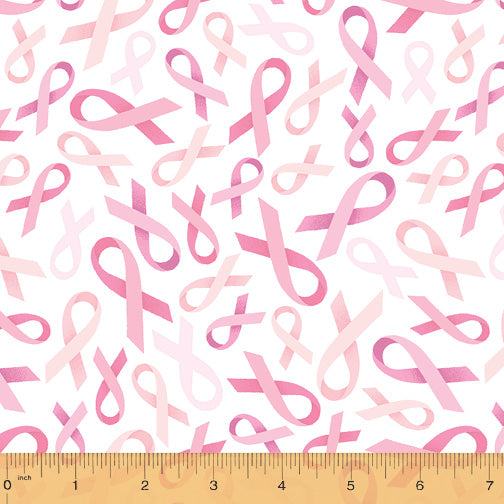 Patches of Hope Quilt Fabric - Wear Pink Ribbons in Pink/White - 53212-3