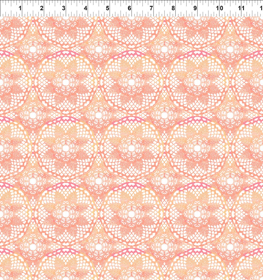 Patricia Quilt Fabric - Lace in Coral Pink - 6PAT 1