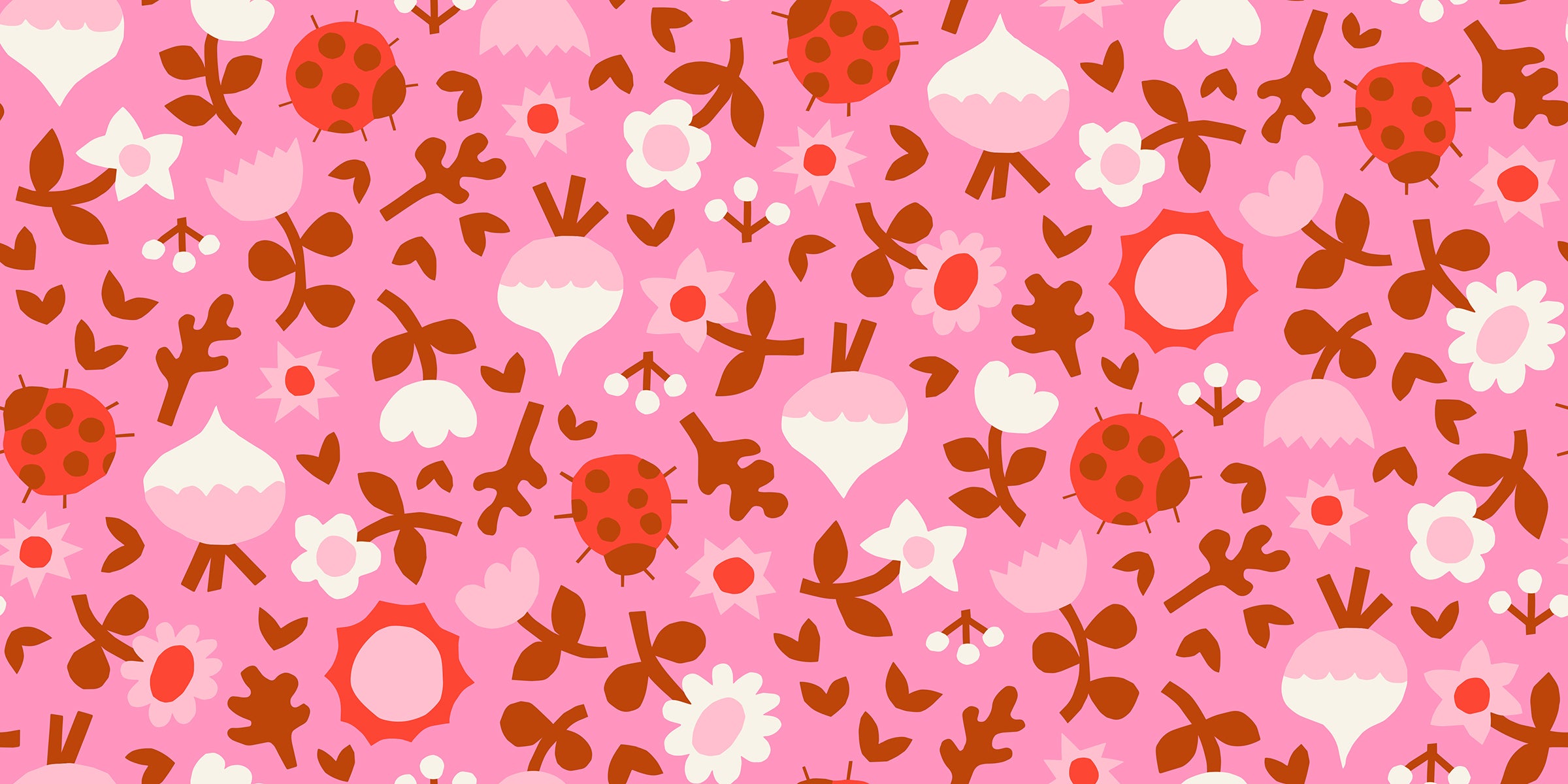 Petunia Quilt Fabric by Ruby Star Society - Clippings (Turnips, Ladybugs) in Flamingo Pink - RS3045 12