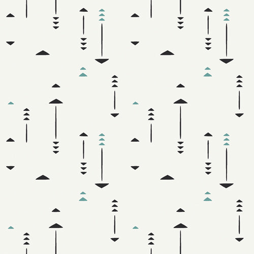 Pine Lullaby Quilt Fabric - Etching (Arrows) in Mist (Black/White/Blue)  - CAP-PL-1303