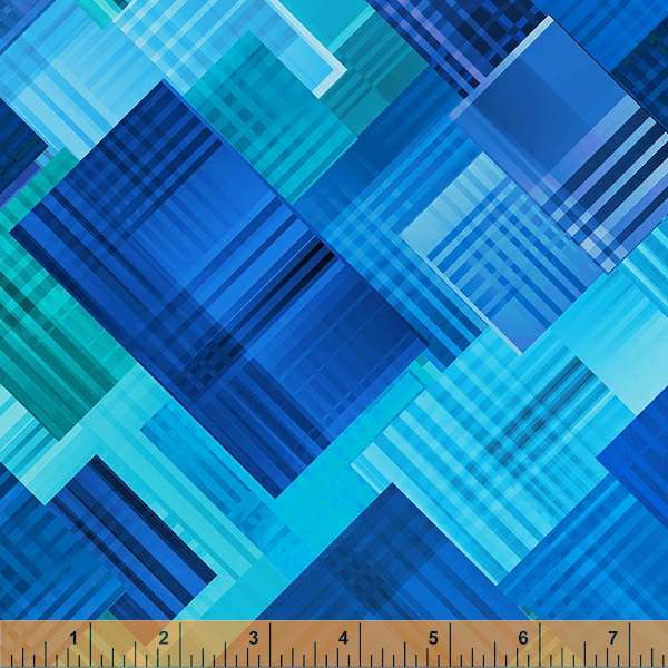 Pixel Quilt Fabric - Prism Plaid in B for Blue - 53194D-3