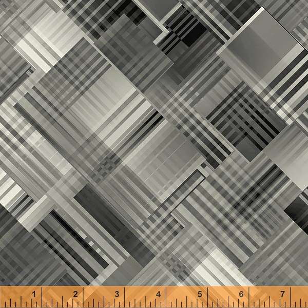 Pixel Quilt Fabric - Prism Plaid in K for Black - 53194D-2