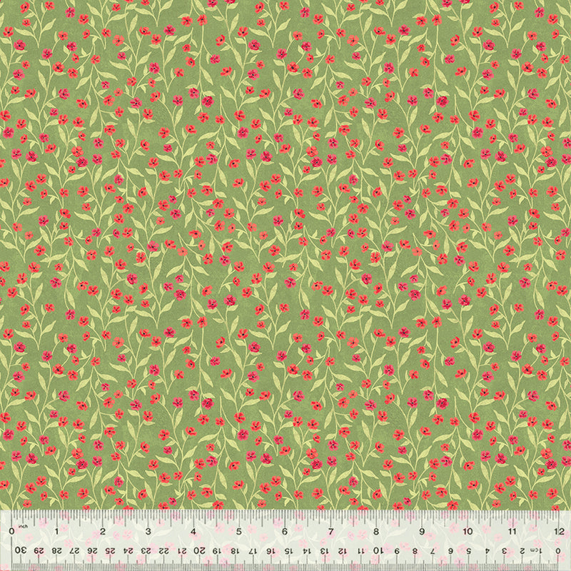 Poppy Quilt Fabric - Ditsy Vine in Olive Green - 53456-7