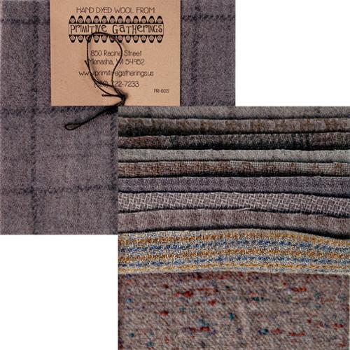 Primitive Gatherings Wool Charm Pack - Cement (Grays) - PRI 6021 - Set of Ten 5" Squares