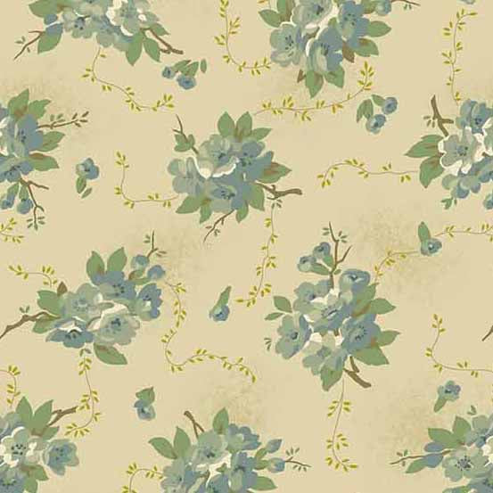 Primrose Quilt Fabric - Dahlia in Agean Blue/Cream - A-530-T