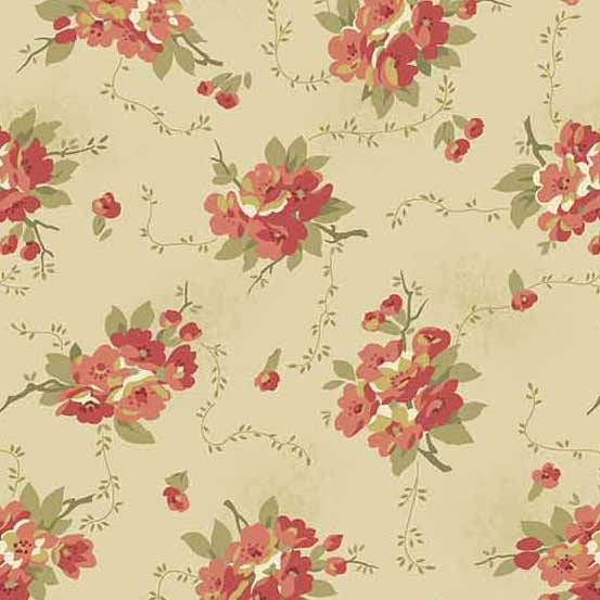 Primrose Quilt Fabric - Dahlia in Vintage Pink/Cream - A-530-E