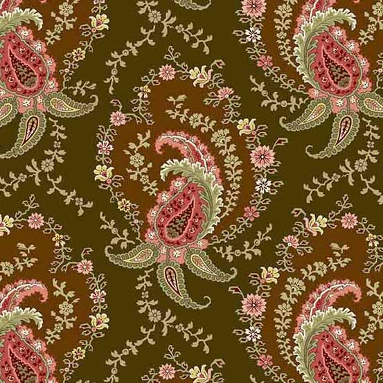 Primrose Quilt Fabric - Paisley in Ochre Brown - A-522-N