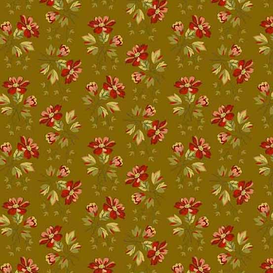 Primrose Quilt Fabric - Wildflower in Deep Ochre Brown - A-531-V