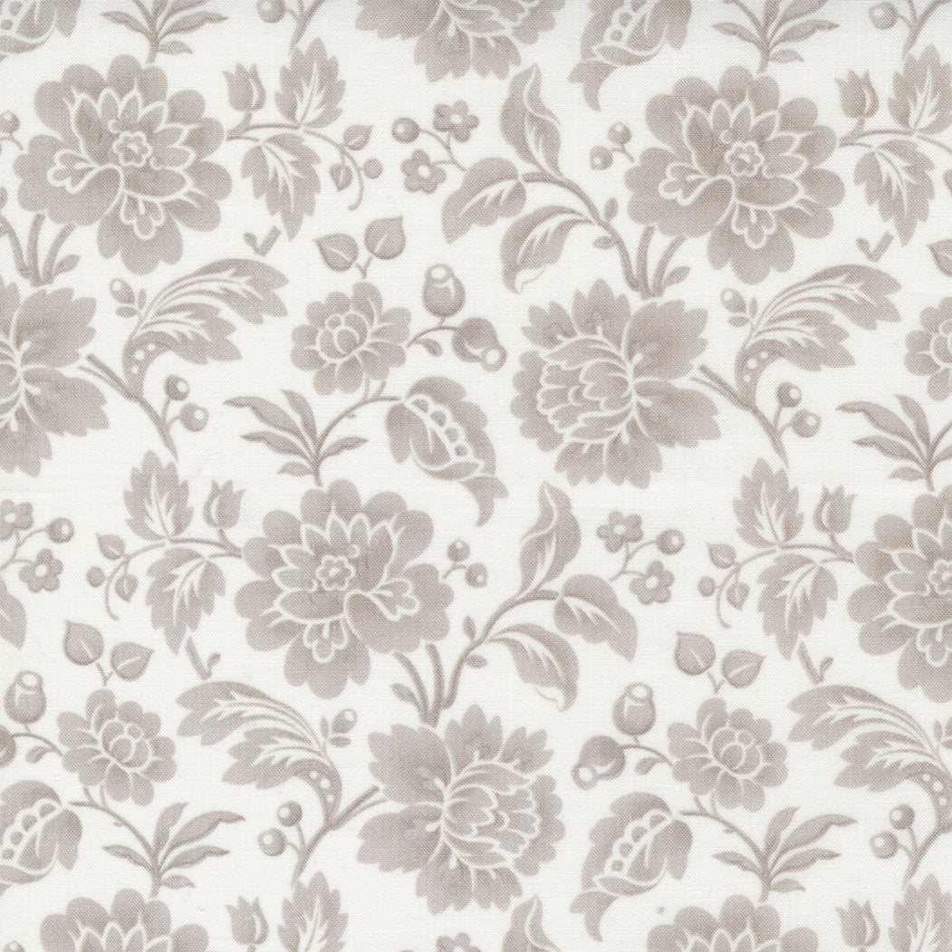 Promenade Quilt Fabric - Fancy Dress Damask in Cloud White/Walkway Gray - 44288 11