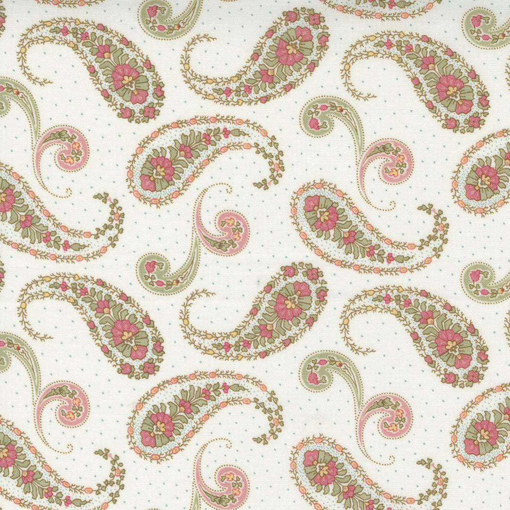 Promenade Quilt Fabric - Paisley Waltz in Cloud White - 44282 11