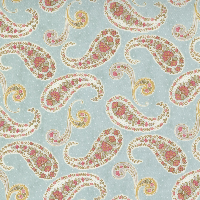 Promenade Quilt Fabric - Paisley Waltz in Sky Blue - 44282 13