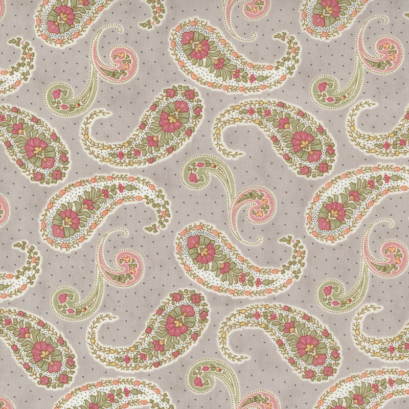 Promenade Quilt Fabric - Paisley Waltz in Walkway Gray - 44282 12