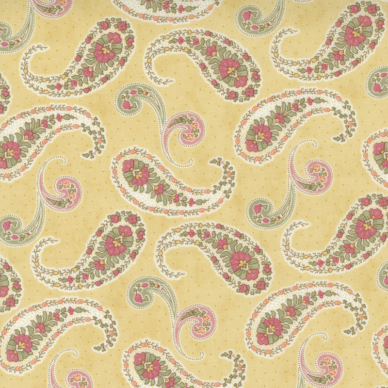 Promenade Quilt Fabric - Paisley Waltz in Sunshine Yellow - 44282 16