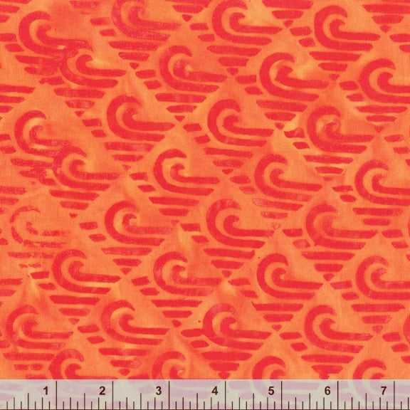 Pura Vida Batik Quilt Fabric - Tidal Wave in Bonfire Orange - 9088Q-2