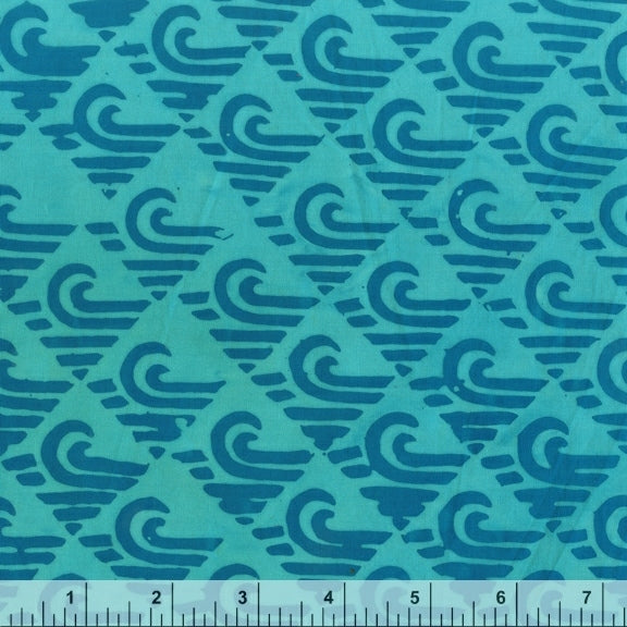 Pura Vida Batik Quilt Fabric - Tidal Wave in Waterfall Aqua - 9088Q-1