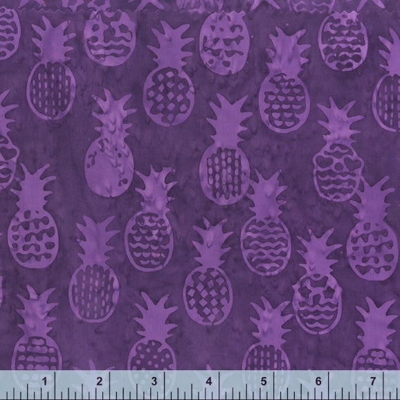Pura Vida Batik Quilt Fabric - Pineapple in Purple Rain - 9090Q-1