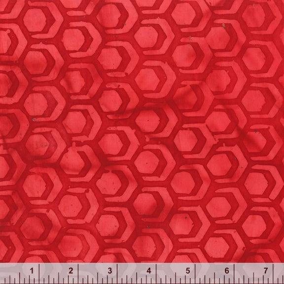 Pura Vida Batik Quilt Fabric - Turtle Shell in Strawberry Daiquiri Red - 9094Q-1