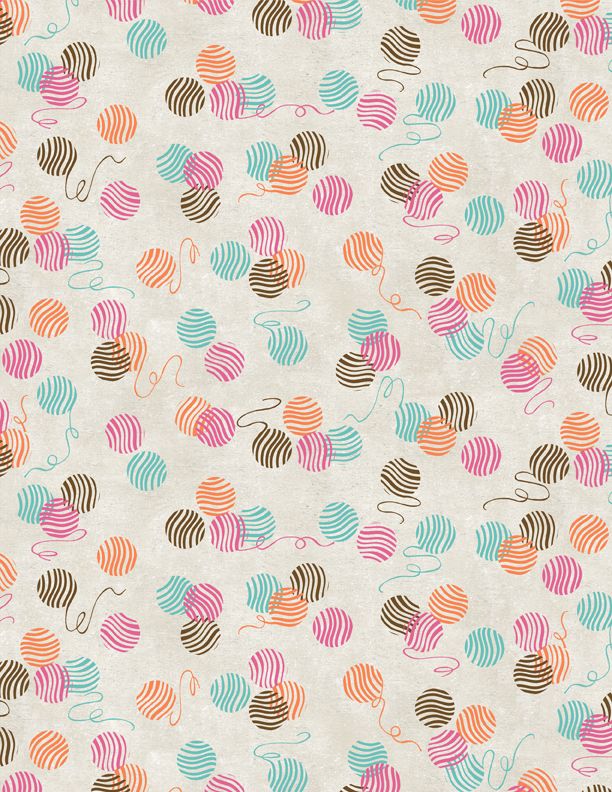 Purrfect Partners Quilt Fabric - Yarnball(Yarn Ball) Toss in Cream - 3007 68563 132