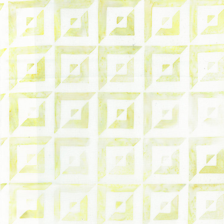 Quilt Inspired Backgrounds Batik Quilt Fabric - Square in a Square in Pale Yellow - 80912-50
