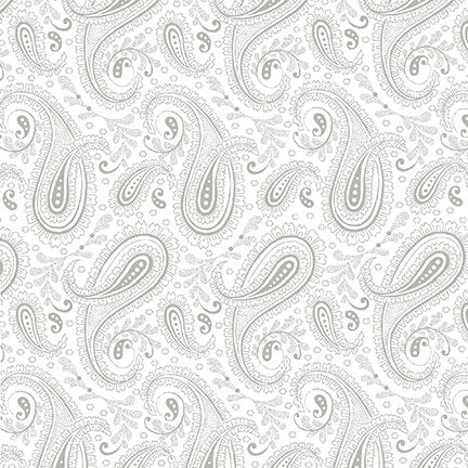  Quilter's Flour III Quilt Fabric - Small Paisley in White on White - 9941-01W