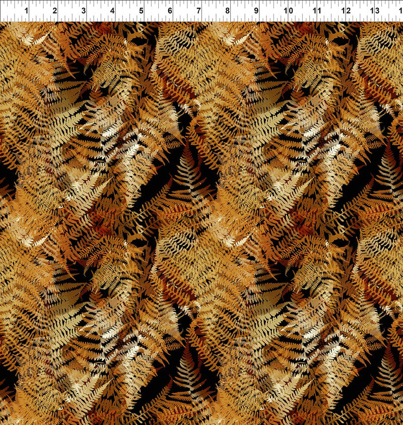 Reflections of Autumn Quilt Fabric - Ferns in Gold - 8RA 1