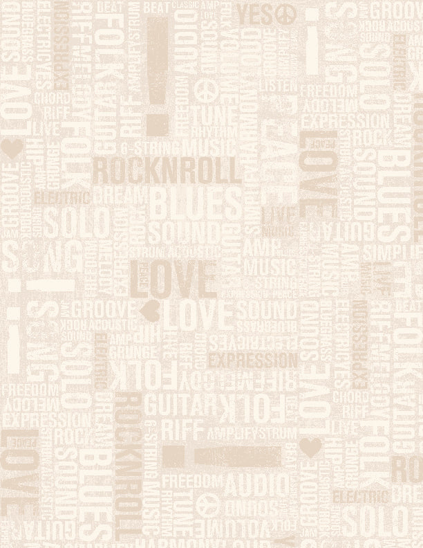Rhythm and Harmony Quilt Fabric - Words Allover in Cream - 3048 37020 202