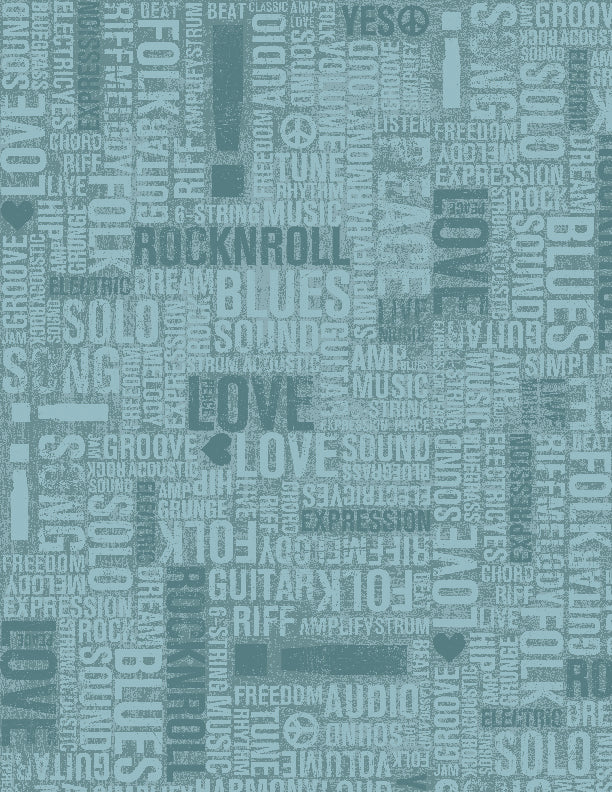 Rhythm and Harmony Quilt Fabric - Words Allover in Teal - 3048 37020 404