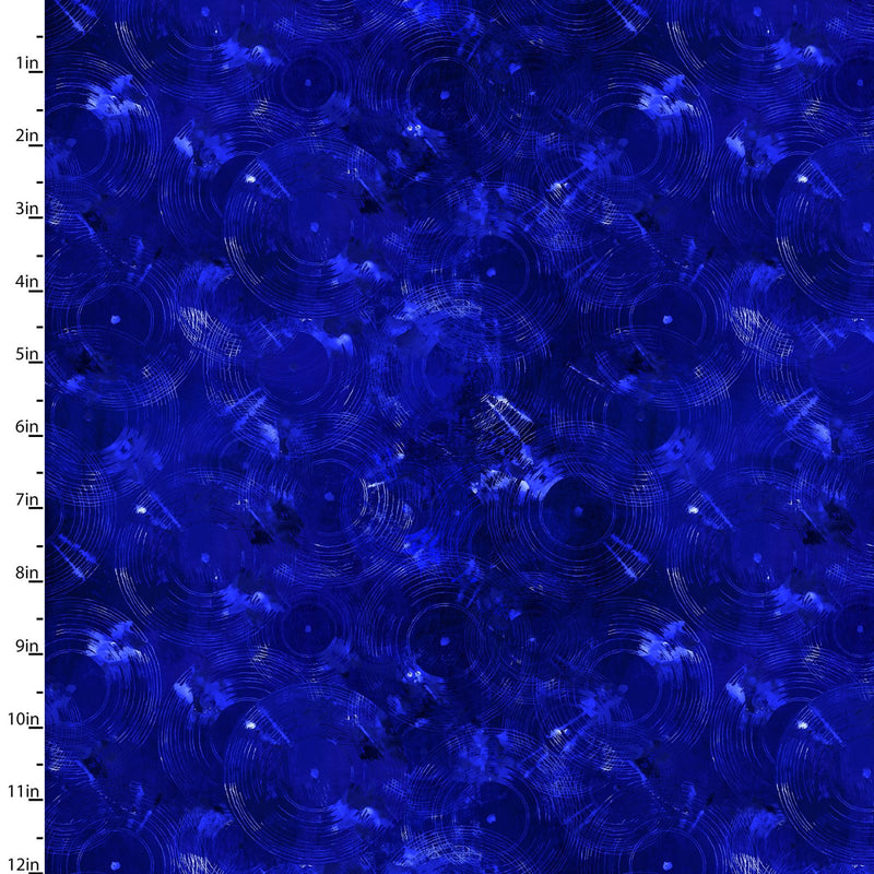 Rhythm and Hues Quilt Fabric - Tonal Records in Navy Blue - 17999-NVY