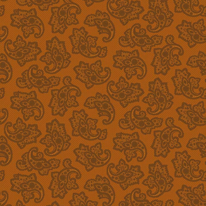 Right as Rain Quilt Fabric - Delicate Paisley in Orange - 9837-30