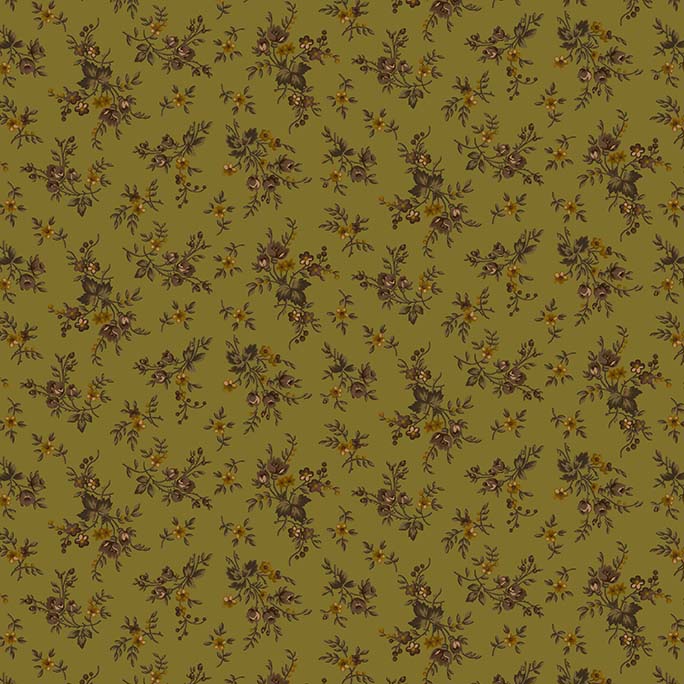 Right as Rain Quilt Fabric - Floral in Green - 9829-66