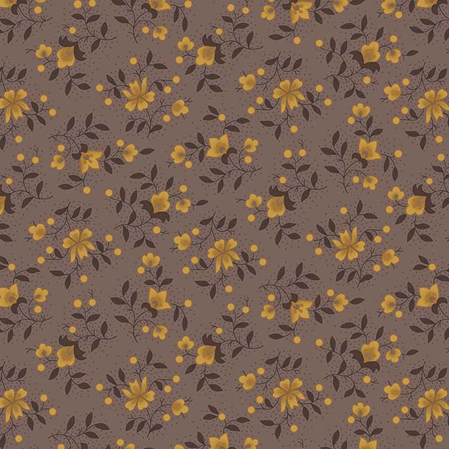 Right as Rain Quilt Fabric - Tossed Blooms in Gray - 9833-93