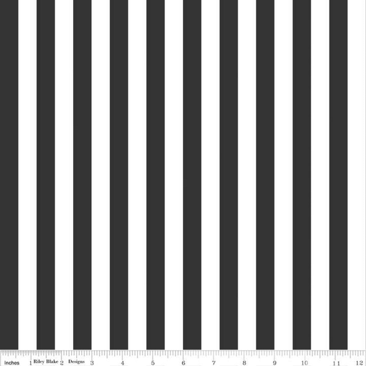 Riley Blake Basics Quilt Fabric - Half Inch Stripe in Black/White - C530-110 BLACK