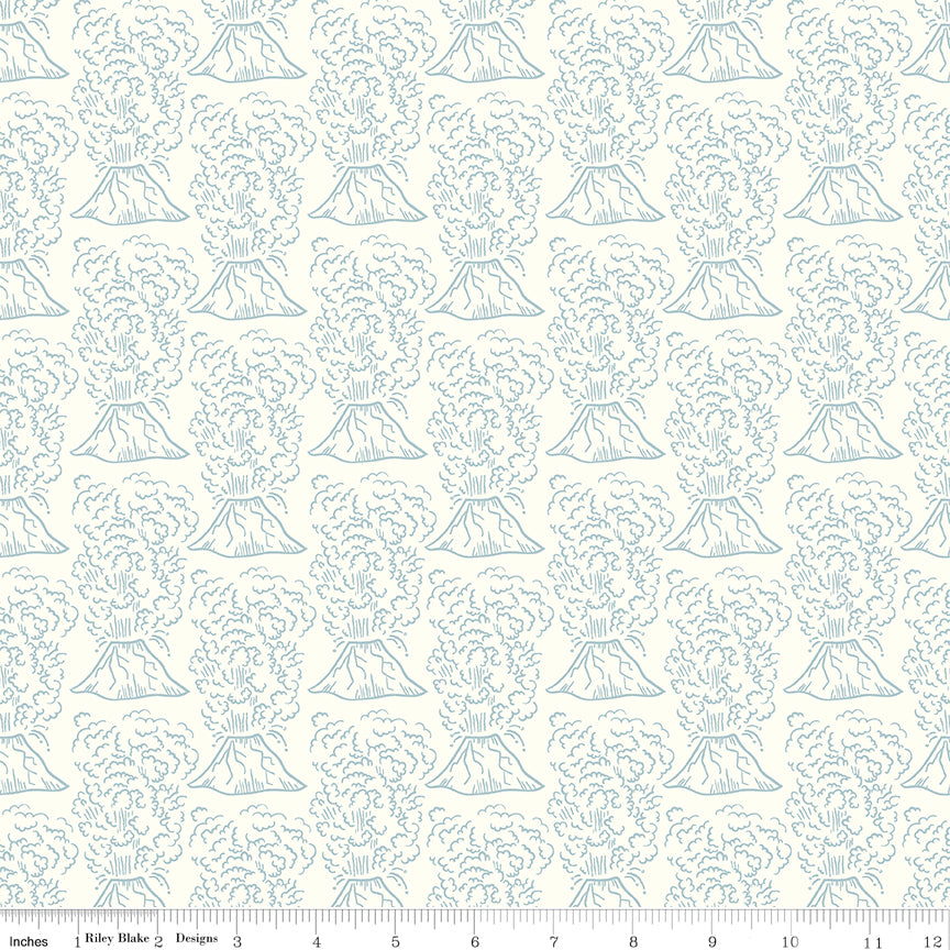 Roar Quilt Fabric - Roar Volcanoes in Cream - C12461-CREAM