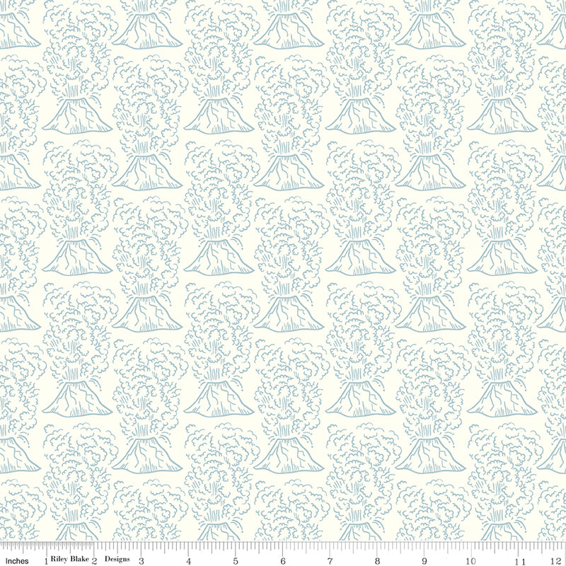 Roar Quilt Fabric - Roar Volcanoes in Cream - C12461-CREAM