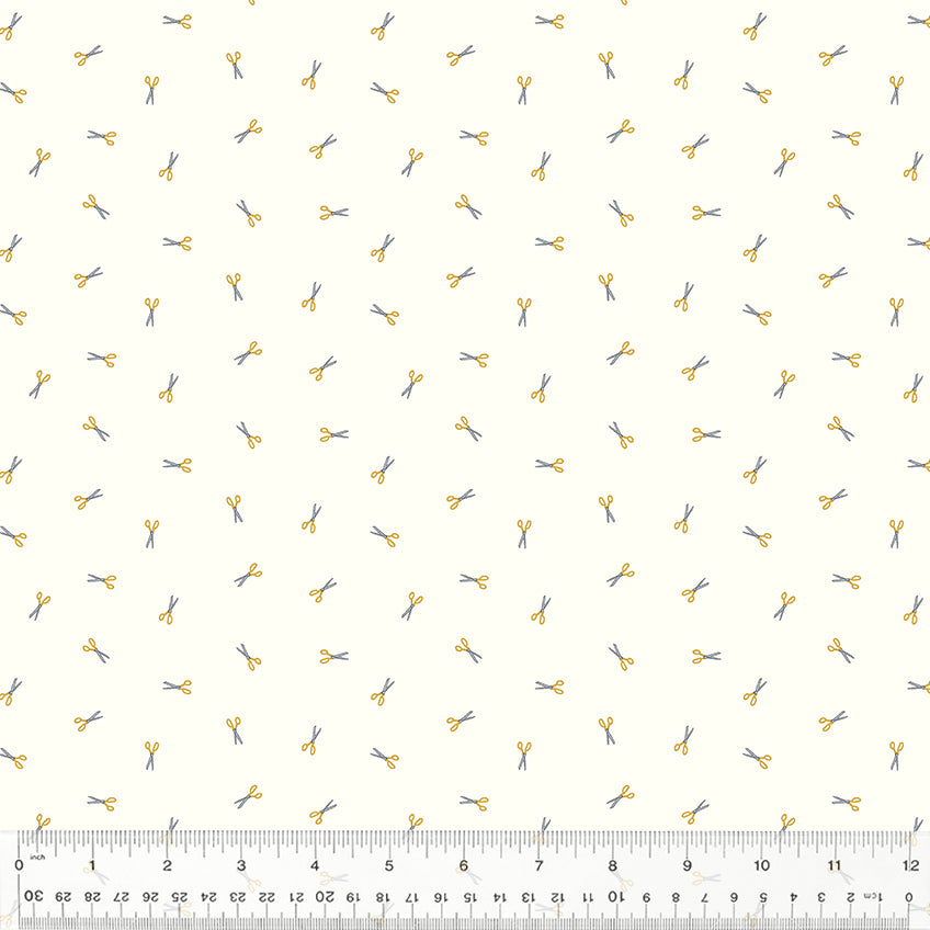 Sacramento Quilt Fabric - Fresh Cut Scissors in Ochre Gold/Cream - 53410-3