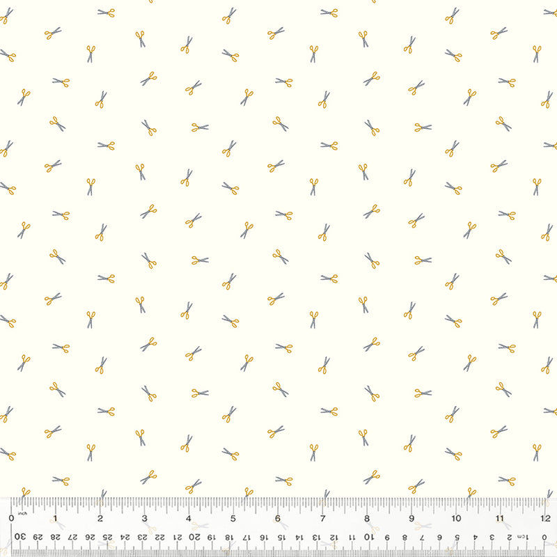 Sacramento Quilt Fabric - Fresh Cut Scissors in Ochre Gold/Cream - 53410-3