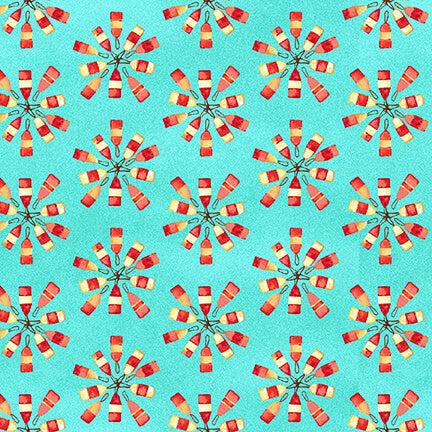 Salty Dogs Quilt Fabric - Buoys in Aqua - 4705-76
