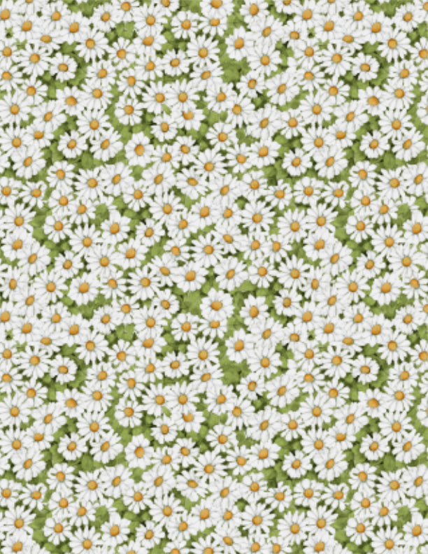Savor the Gnoment Quilt Fabric - Daisy Allover in Green - 3023 39722 715
