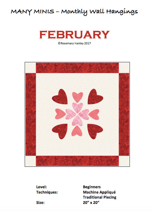 Digital Download: Many Minis Monthly Wall Hanging - Beginner February - DRH-BFEB
