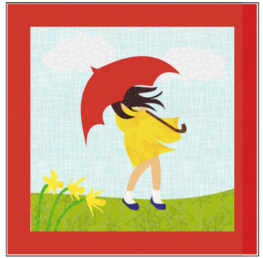 Digital Download: The Girl with the Red Umbrella Monthly Wall Hanging - March - DRH-UMAR