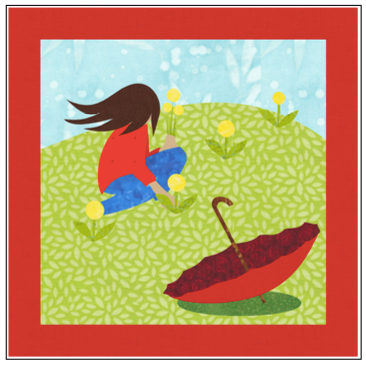Digital Download: The Girl with the Red Umbrella Monthly Wall Hanging - May - DRH-UMAY