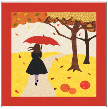 Digital Download: The Girl with the Red Umbrella Monthly Wall Hanging - October - DRH-UOCT