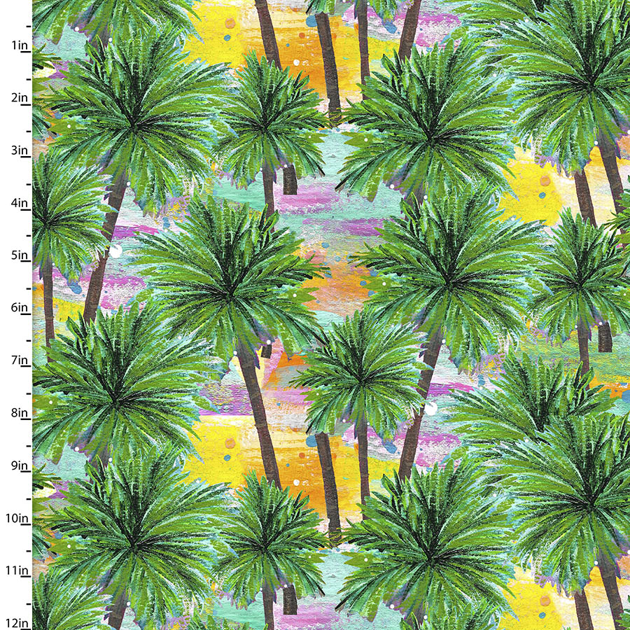 Seas the Day Quilt Fabric - Palms in Green/Multi - 18724-GREEN