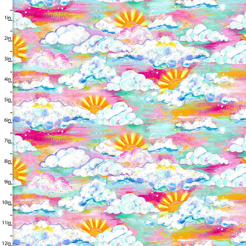 Seas the Day Quilt Fabric - Sky in Pink/Multi - 18723-PINK