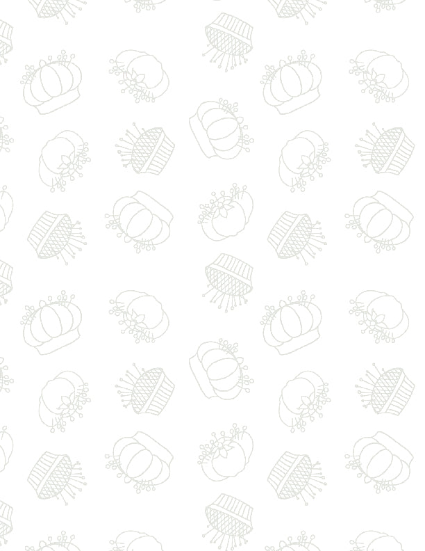 Sew Happy Quilt Fabric - Pincushions in White on White - 1817 39149 100
