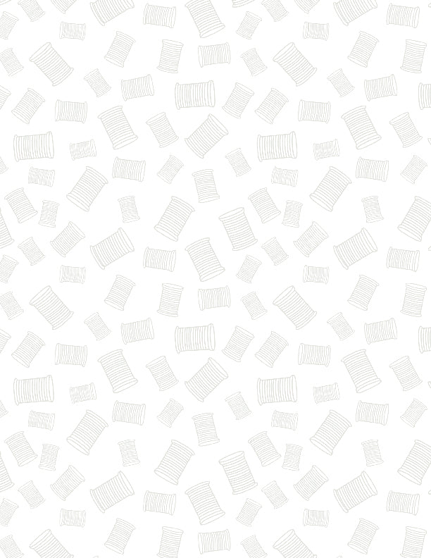 Sew Happy Quilt Fabric - Spools in White on White - 1817 39154 100