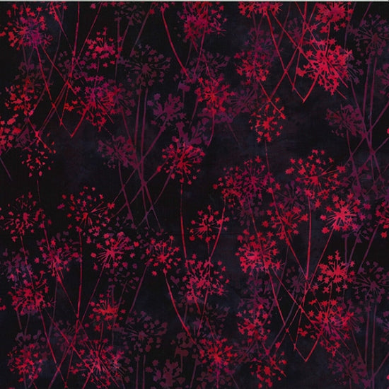 Sew the Rainbow Batik Quilt Fabric - Dandelion in Raspberry Black/Pink - U2466-97