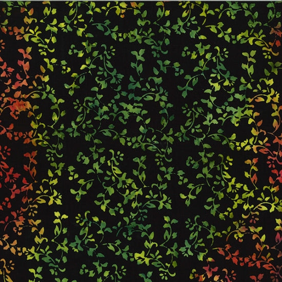 Sew the Rainbow Batik Quilt Fabric - Floral Swirl in Sunset Black/Multi - U2470-151